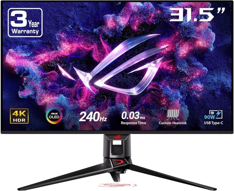 Best 4K Gaming Monitors 2026 Top 4K Displays For PC Gaming ASUS ROG Swift 32 4K OLED Gaming Monitor 768x628 